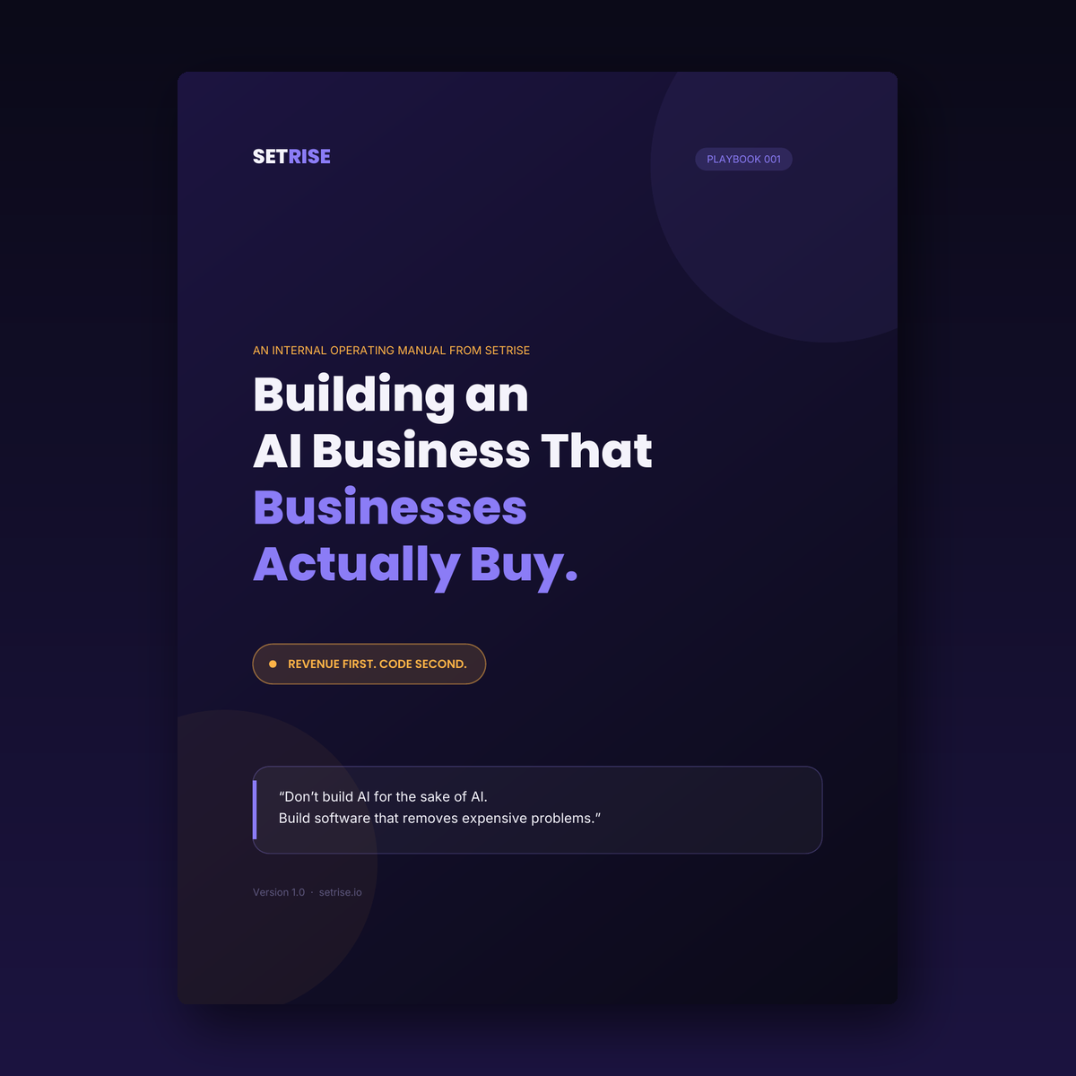 SetRise Playbook 001 cover